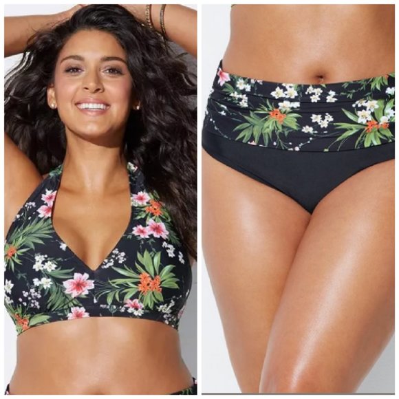 Swimsuits For All Other - 2 PIECE Bikini Black Tropical NEW